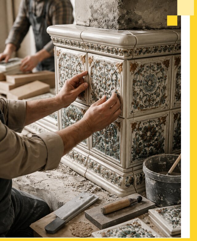 Изразцовые камины под ключ в Чистополе: проект и монтаж