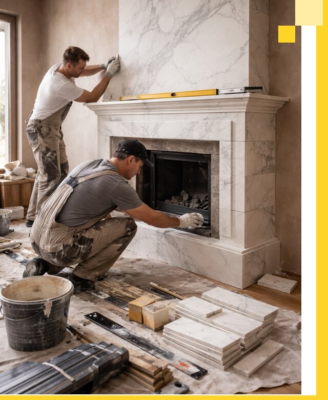 Отделка каминов в Чистополе качественные облицовочные работы