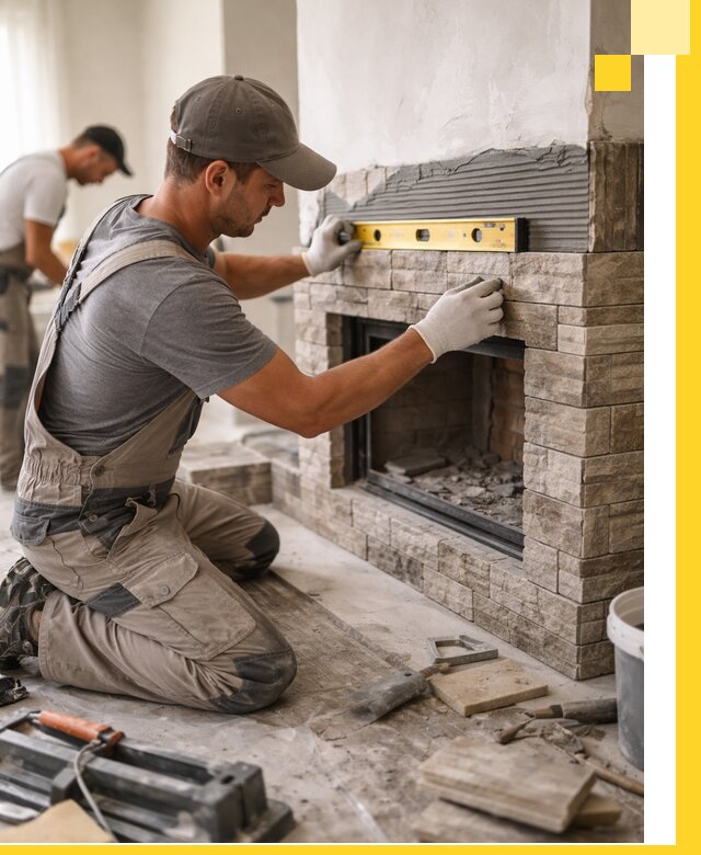 Облицовка каминов в Чистополе, монтаж и отделка натуральным камнем