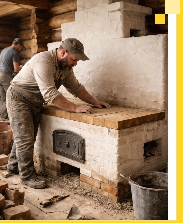 Проектирование и установка русской печи с лежанкой в Чистополе