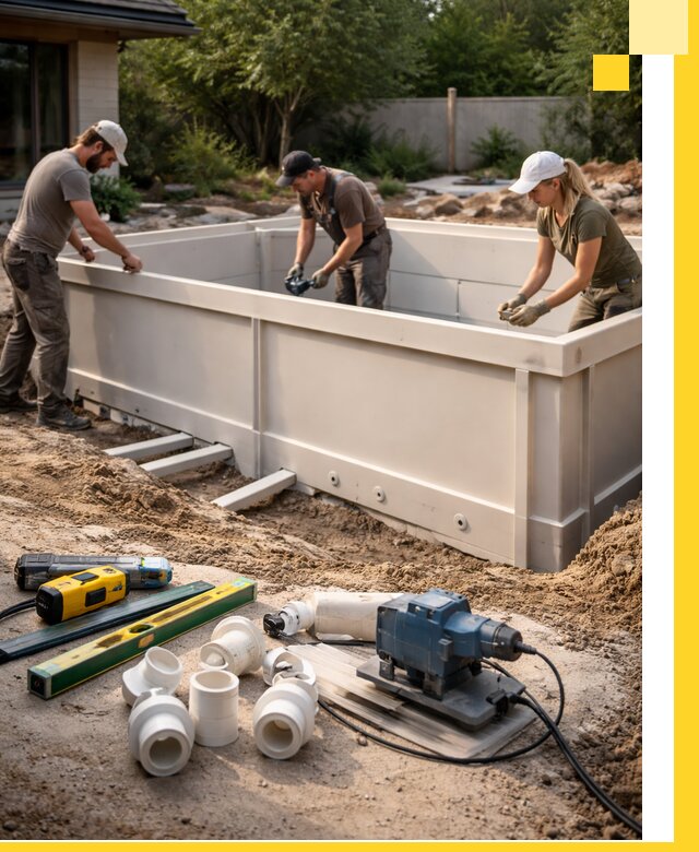 Установка полипропиленовых бассейнов под ключ в Чистополе