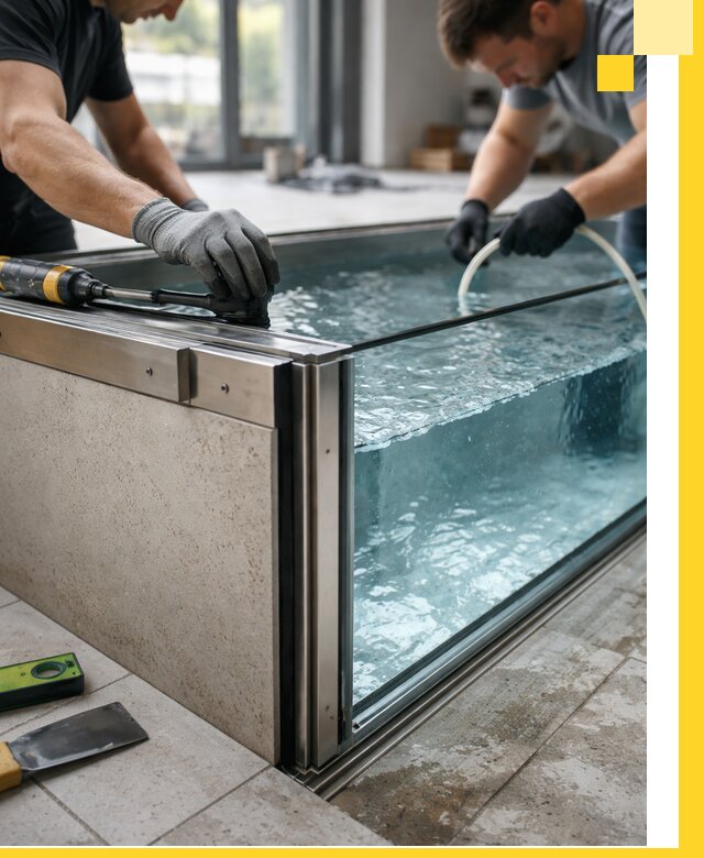 Проектирование и монтаж стеклянных бассейнов в Чистополе