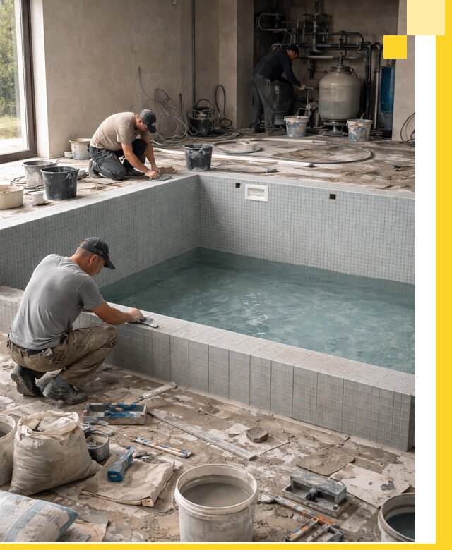 Строительство и монтаж бассейнов в помещении в Чистополе