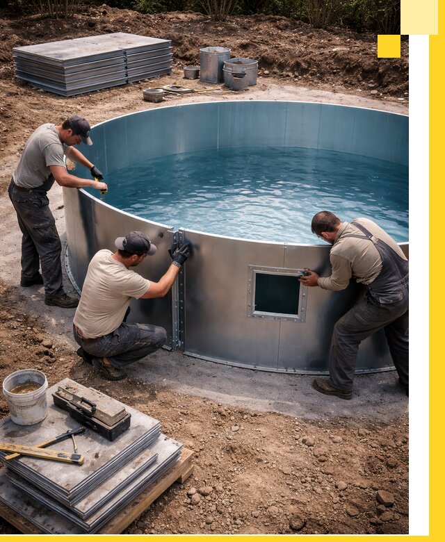 Круглые бассейны под ключ в Чистополе проектирование и монтаж