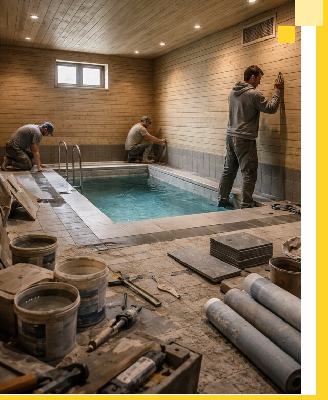 Строительство бани с бассейном и сауной под ключ в Чистополе