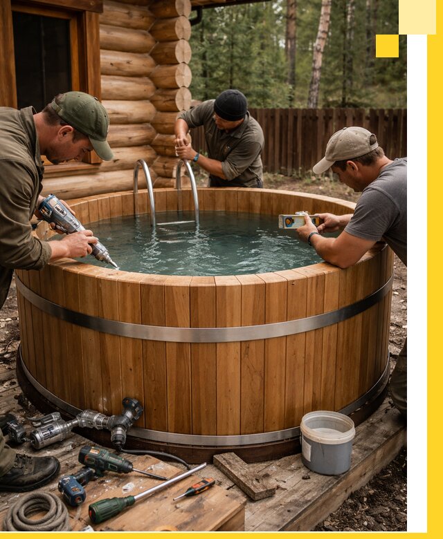 Строительство бань с купелью под ключ и отделкой в Чистополе