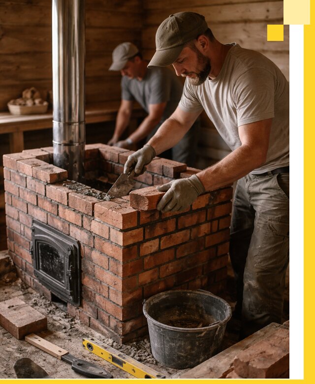 Кирпичные печи для бани под ключ в Чистополе, проект и монтаж