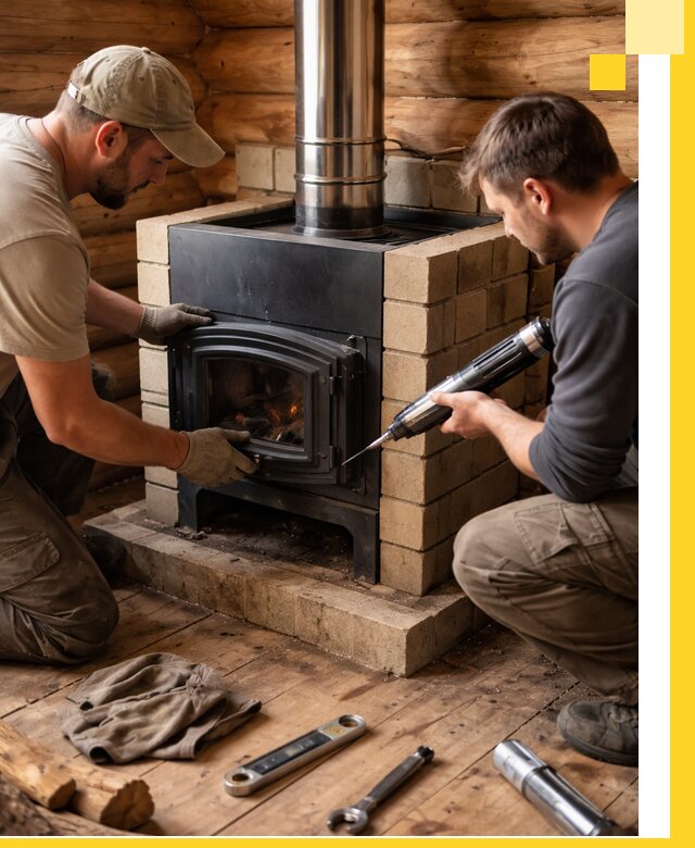 Монтаж и установка печи в бане под ключ с гарантией в Чистополе