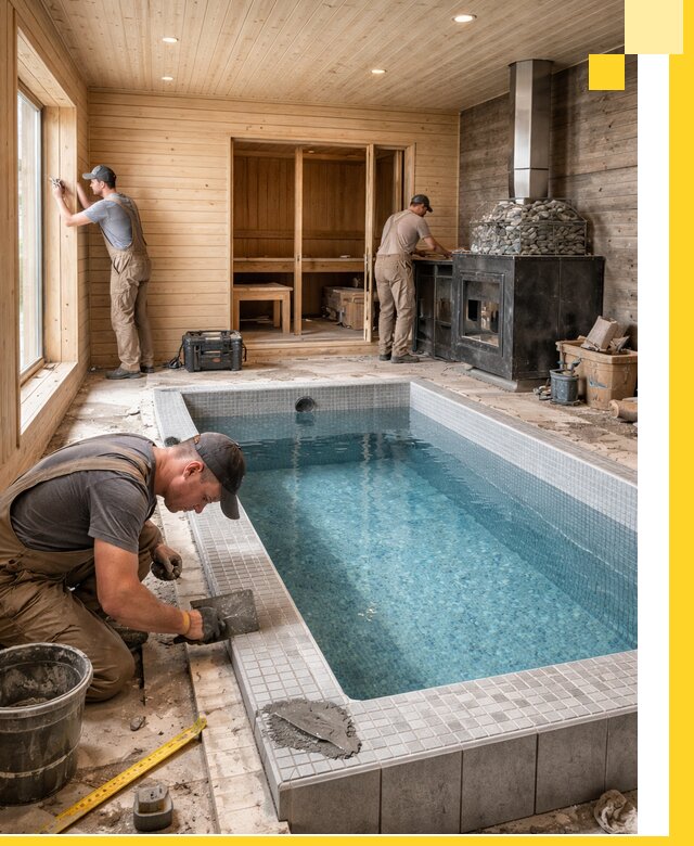 Проект бани с бассейном и сауной в Чистополе под ключ