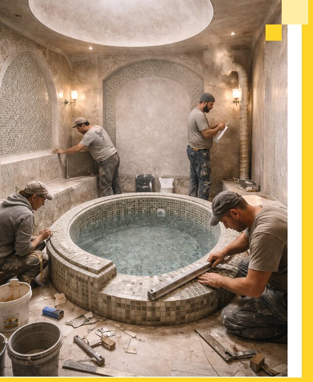 Профессиональное строительство хамама с бассейном в Чистополе под ключ