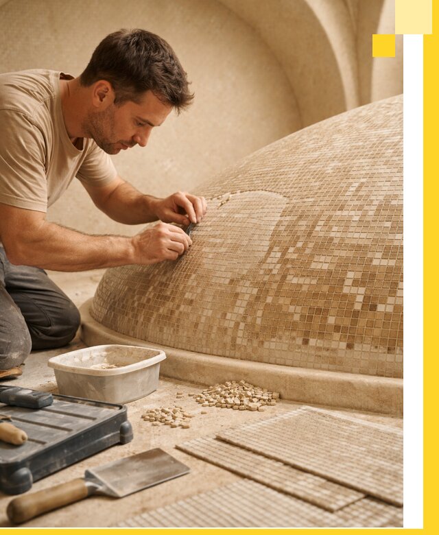 Профессиональная укладка мозаики для хамама под ключ в Чистополе